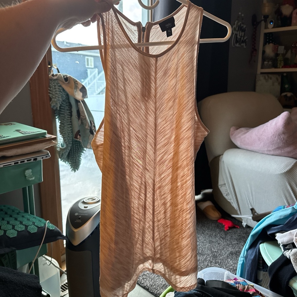 Wild Fable Beige Sheer Tank Top